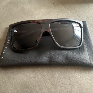 ☆Quay Barnum Poloarized Matte Tortoise/ Navy Blue Lens Sunglasses, Sunnies